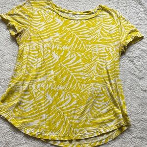 Old Navy Bright Yellow and White Palm Leaf Print Women's Top